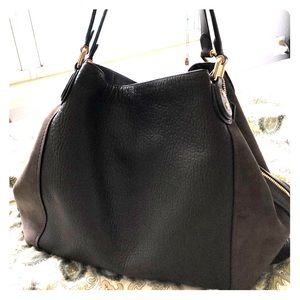 Coach Edie 42 NWT Chocolate Brown Suede & Leather